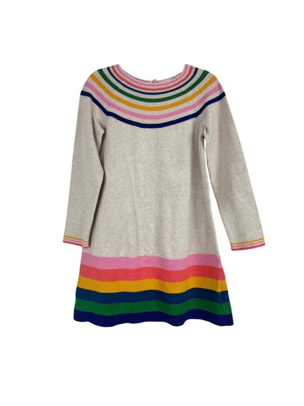 ✨3/$30 Hanna Andersson Girls 130 US 8 Rainbow Stripe Knit Cotton Sweater Dress